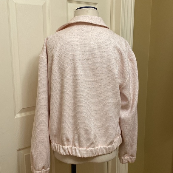 NWOT Nine West Pink Tweed Bomber Jacket M - Picture 3 of 6